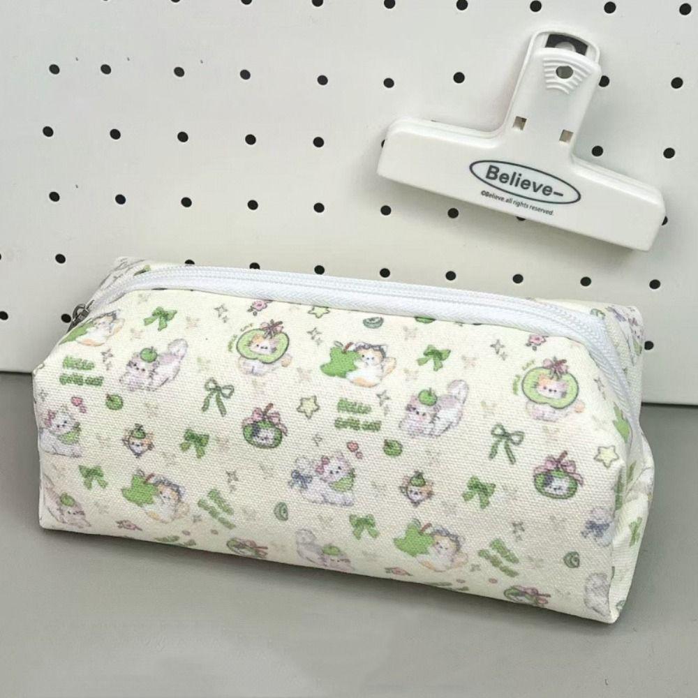 Canvas Pen Bag Cat Printted Patterns Stationery Bag Multi-Purpose Pencil Box School Office