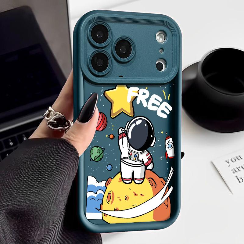 Мягкий чехол для телефона с мультяшным узором-астронавтом Для iPhone 17 Pro Max 17e 16 15 14 13 Pro Max 16e 11 Ударопрочная силиконовая задняя крышка