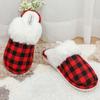 Autumn and Winter Couple Fluffy Slippers Warm Home Non-slip Thickened Plaid Cotton Slippers