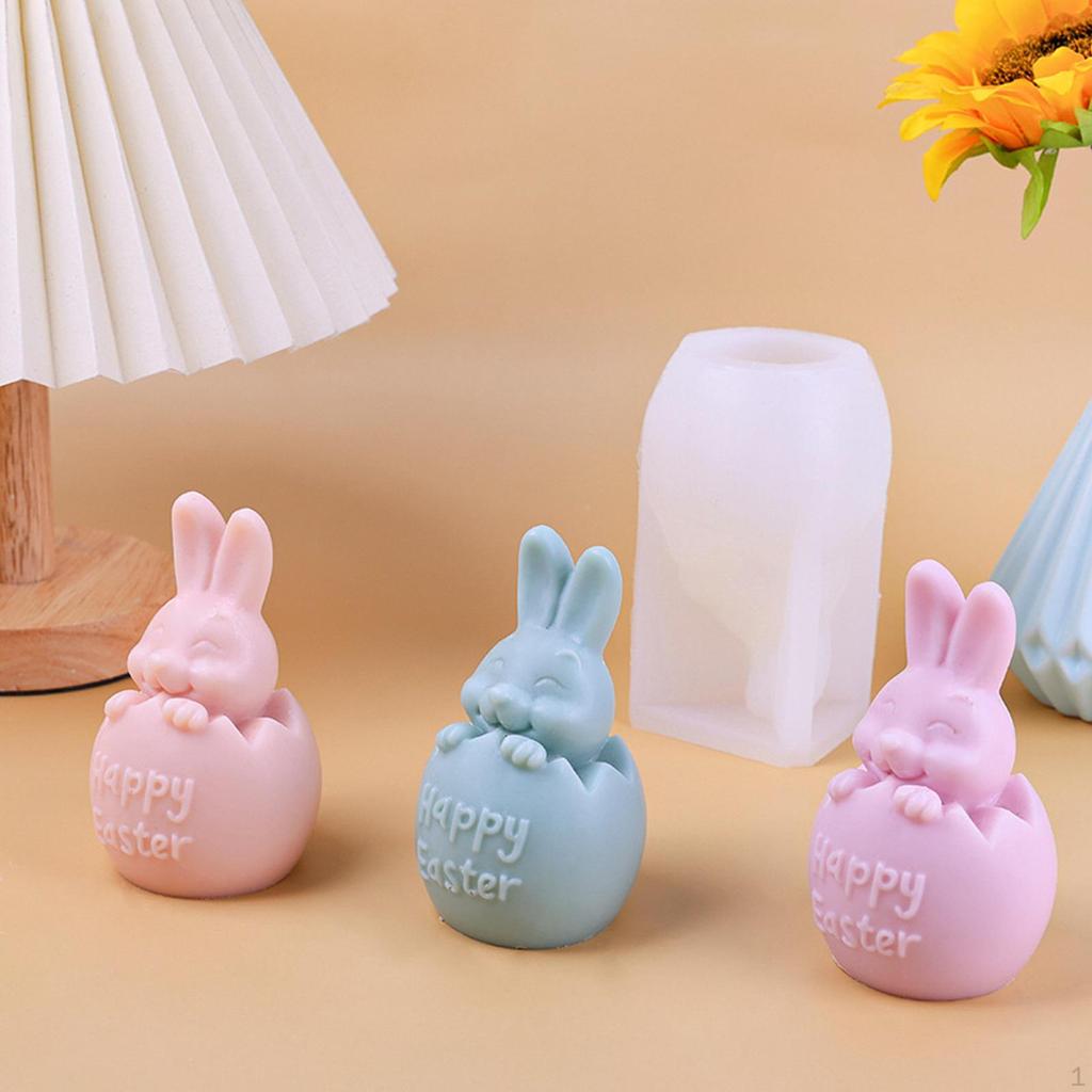 DIY Eggshell Rabbit Silicone Model Soap Casting Reusable Flexible Bunny Candle for Resin