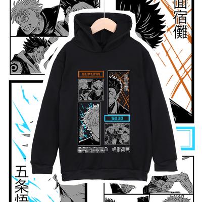 Детская худи с принтом из аниме Jujutsu Kaisen Годжо Сукуна, унисекс, полиэстер, толстовка для мальчиков и девочек, мультяшная, повседневная одежда, косплей костюм