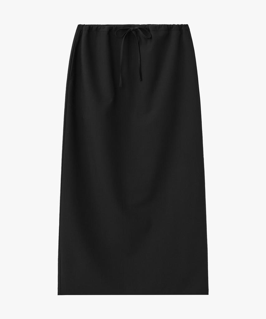Suare Woman Wool Cotton String Skirt Black