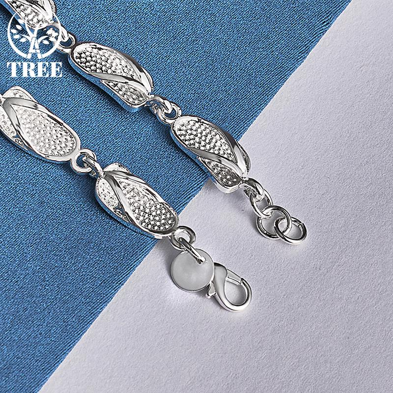 Тапочки из стерлингового серебра 925 пробы, браслет-цепочка, ювелирные изделия