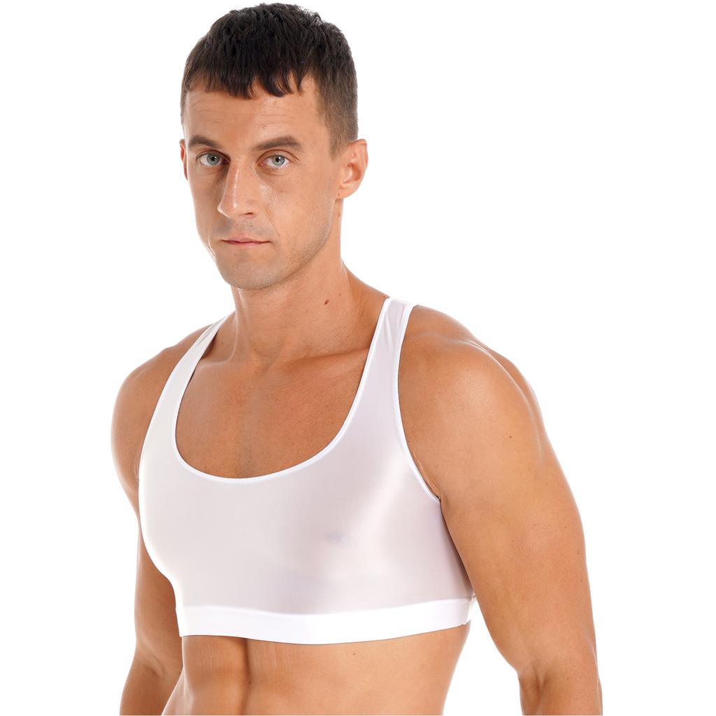 Мужские масляные блестящие глянцевые майки, сексуальные атласные облегающие укороченные топы, жилет, футболки без рукавов, купальник, спортивный тренажерный зал, майки, клубная одежда