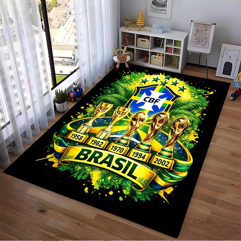 Brazil Soccer Champion Designed floor mat, suitable as a non-slip mat for the living room or bedroom sofa