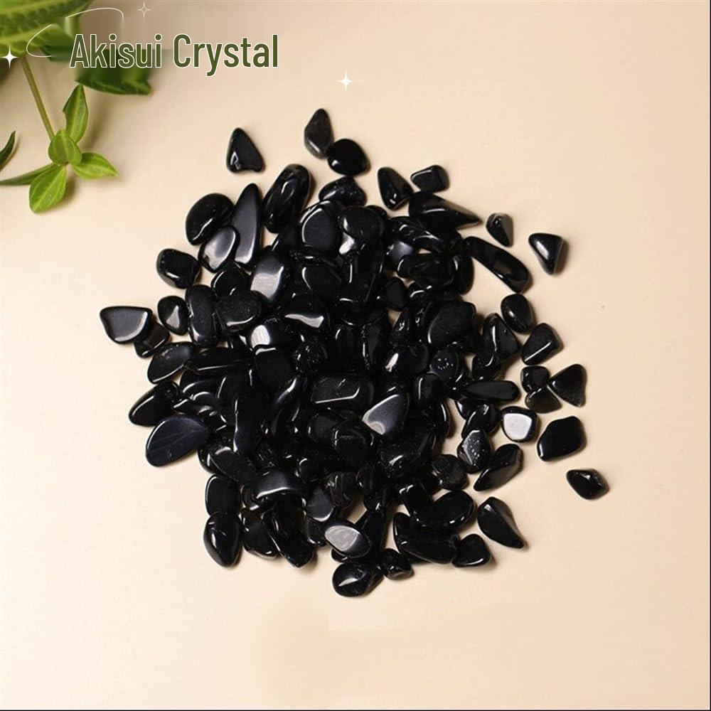 Natural Black Obsidian Crushed Stone for Purifying & Demagnetizing - Ideal for Fish Tanks, Bonsai, and Decor.