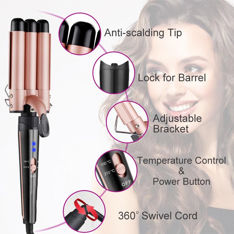 4 In 1 Multifunctional Automatic Hair Curling Iron with Interchangeable Head Accessories and Styling Straightening Comb