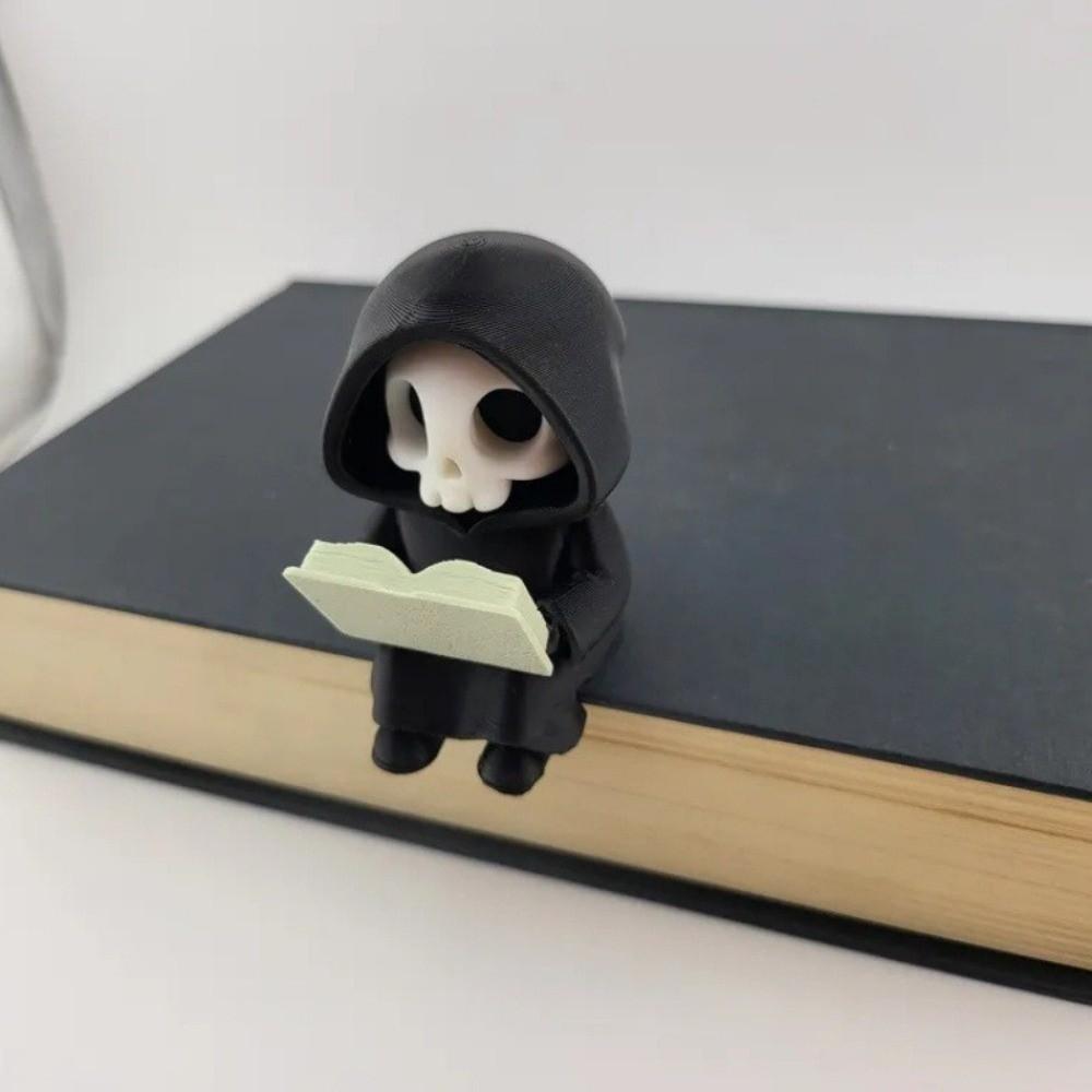 Cartoon Gothic Decoration 3D Printed Reading Pose Ghost Statues Cute Ghost Ornaments Desktop Use