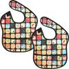 2 Waterproof Baby Food Bibs, Black Kitty