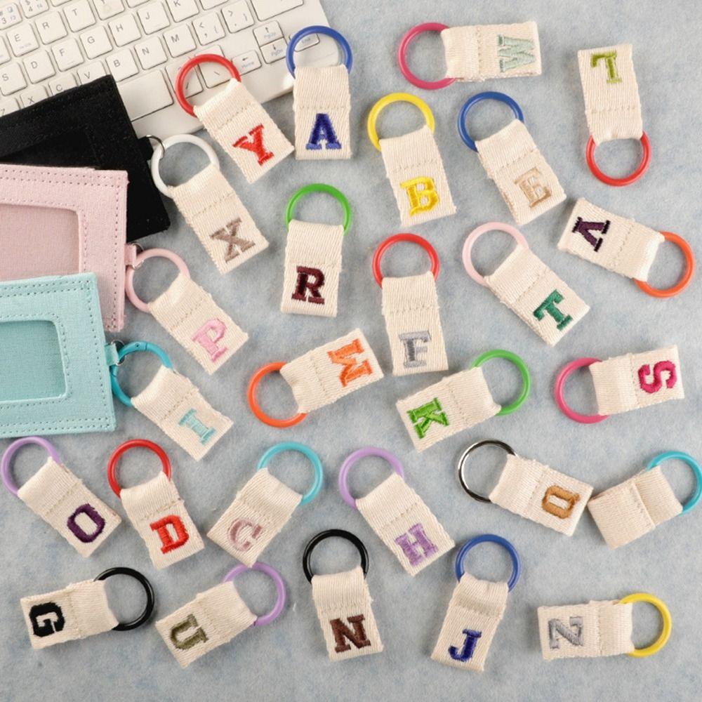 Embroidery 26 Letter Key Chain Key Ring Business Key Holder Creative Alphabet Car Key Buckle  Man