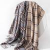 Scarf New Imitation Cashmere Retro Scarf Women's Korean Autumn and Winter Plaid Scarf Tassel Shawl Scarf