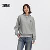 Semir Women's Oversize Hooded Faux Two-Piece Embroidered Sweatshirt