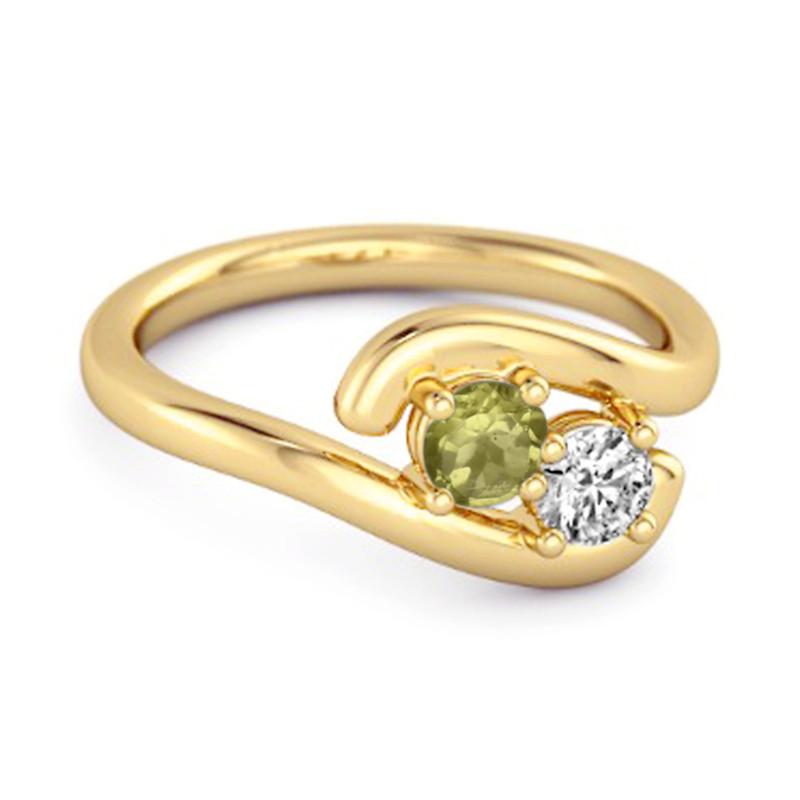 Peridot Two-Stone Bypass Ring - Sterling Silver Gold Vermeil