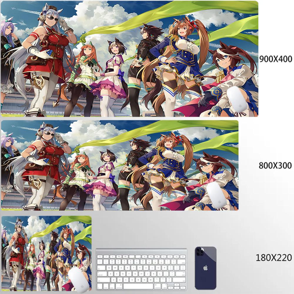 Игровой коврик для мыши Аниме Umamusume Pretty Derby, настольный коврик Tokai Teio 900x400 мм, игровые аксессуары, XXL, милый коврик для мыши, коврики для клавиатуры