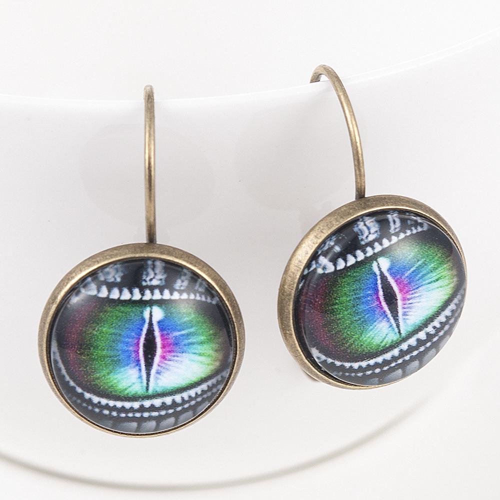 Серьги под латунь и серебро с изображением глаза дракона