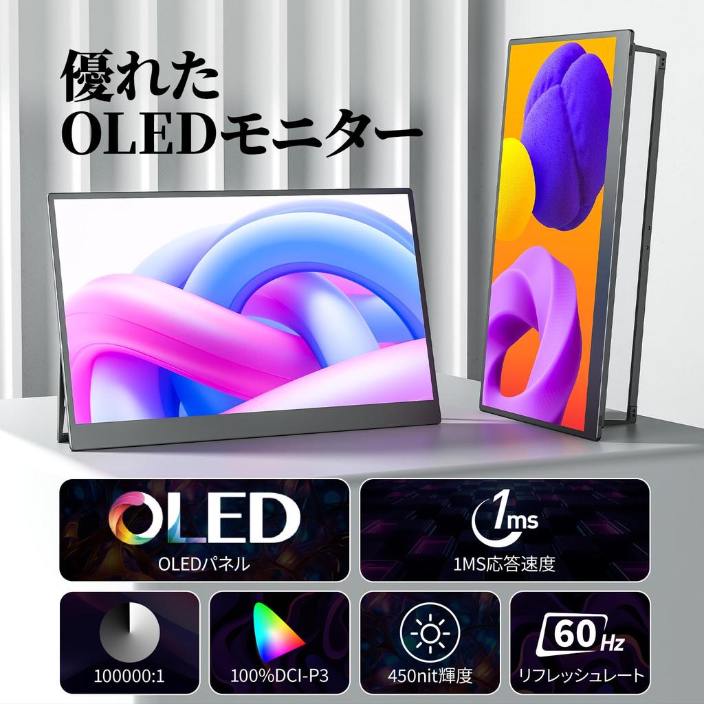 Mobile Monitor Mobile Display Inch Organic EL OLED Panel Cocopar Wide Color Gamut 450NIT High Brightness Contrast Ratio Storage Case Included