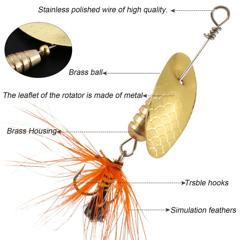 Рыболовные приманки, твердые металлические спиннер-приманки для окуня, форель, набор приманок, 4 шт. в коробке