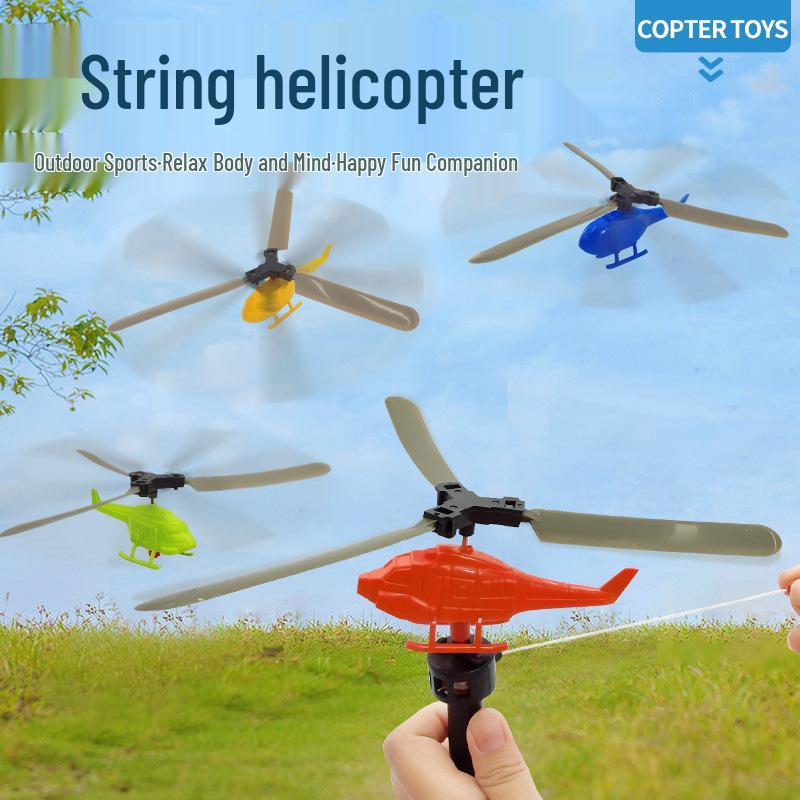 Kids' Pull String Power Helicopter Bamboo Dragonfly Outdoor Toy