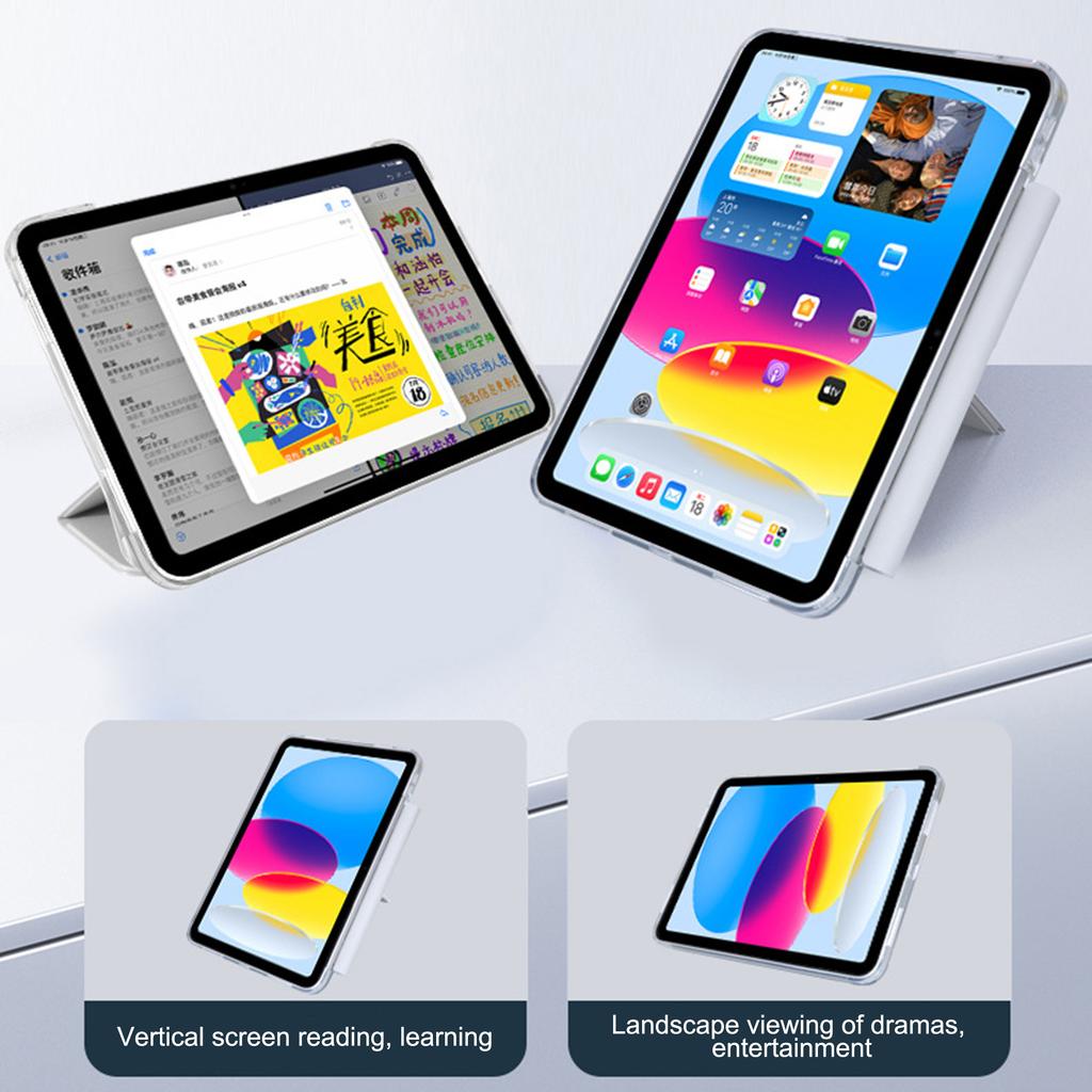 Для iPad Эйр 11 (2025)/(2024) Чехол-подставка Оригами из ПУ кожи с прозрачной задней крышкой для планшета с держателем для карандаша