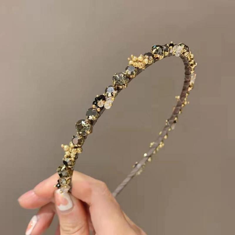 Элегантный ободок для волос в стиле ретро с золотыми бусинами и стразами: Легкий роскошный аксессуар для волос