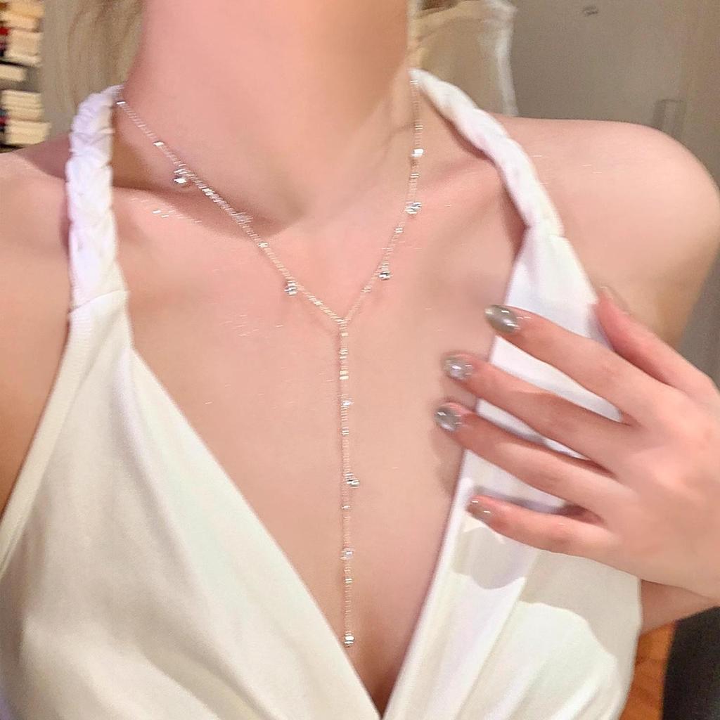 «Модное элитное жемчужное ожерелье: Универсальная цепочка на ключицу из титановой стали для женщин