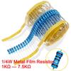 200 PCS 1/4W Metal Film Resistor 1K 1.3K 1.1K 1.2K 1.5K 1.8K 2K 2.2K 2.4K 2.7K 3K 3.3K 3.6K 3.9K 4.3K 4.7K 5.1K 5.6K 7.5K Ohm 1% Tolerance 0.25 Watt