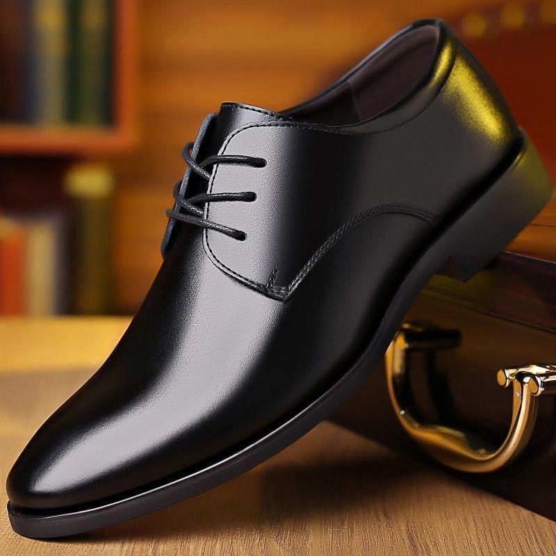 British men's shoes men's black groom business dress soft-soled suit summer casual leather shoes men's wedding shoes