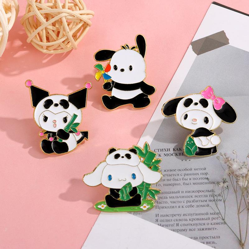 Sanrio Character Perimeter Cute Cartoon Cinnamoroll Kuromi Pochacco My Melody Zinc Alloy Brooch Enamel Badge Decorative Pin for Bag