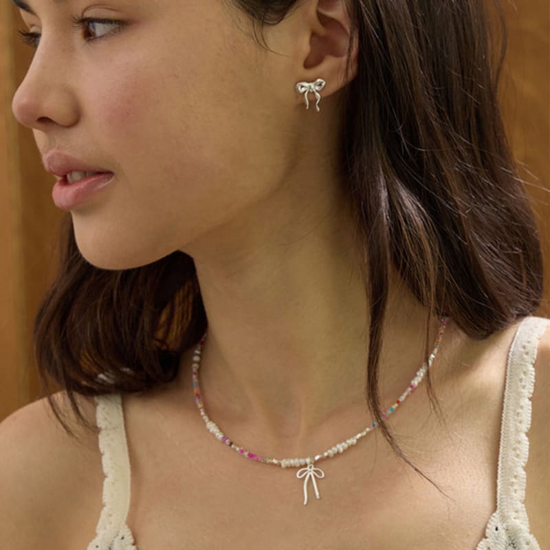 eenie beenie wave ribbon silver earrings ENJ24EW003