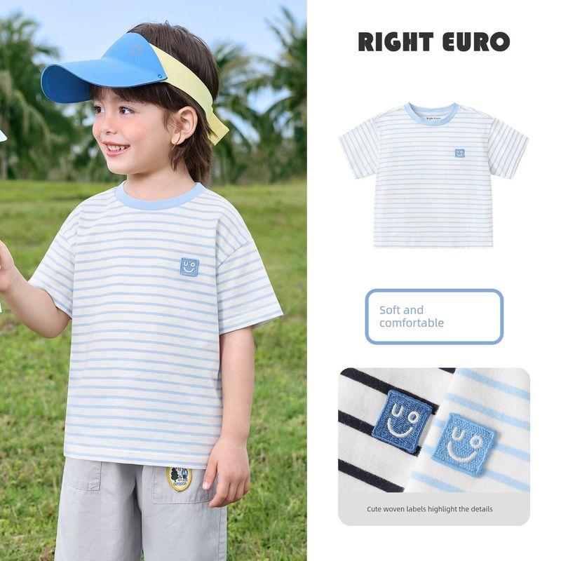 Right-Ou Boys' Cool Short-Sleeve T-Shirt 2026 Summer New Children's Clothing Antibacterial Thin Top for Kids and Babies