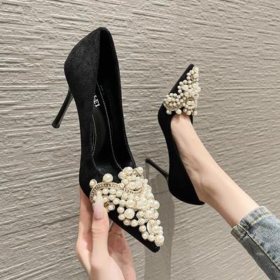 Замшевые туфли на высоком каблуке женские шпильки 2025 новые модели профессиональный темперамент остроносые замшевые рабочие туфли женские универсальные