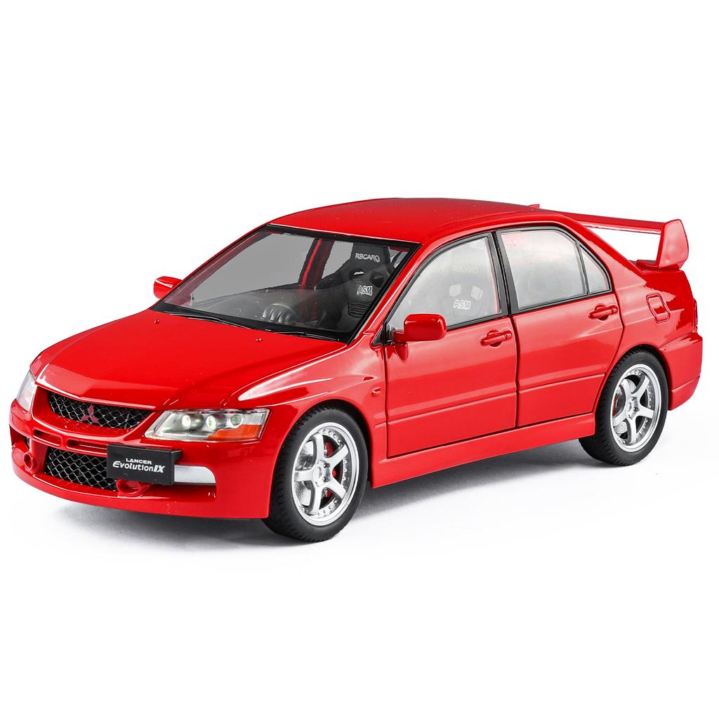 rlsh8 1:24 Mitsubishi EVO 9th generation alloy car model sound and light steering six door openable supercar ornament
