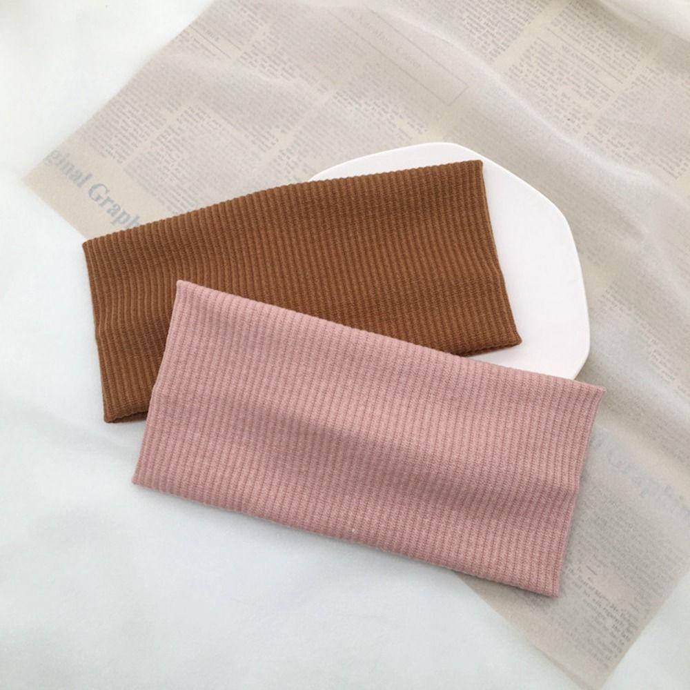 Hair Bands Running Solid Color Wide Hair Hoop Sports Korean Style Headwear Female Hairbands Elastic Hair Bands Knitted Headband