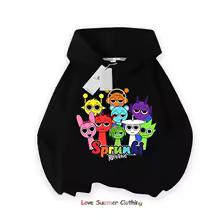 Sprunki Thick Hoodie for Children Anime Cartoon Fashion Sweatshirt Boys Girls Autumn Winter Hip Hop Hooded Hoodies Kids Clothes