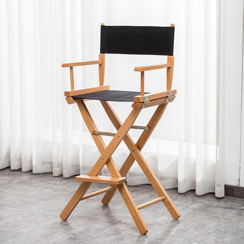 Складной стул режиссера из массива дерева с холщовой спинкой - Барный стул, для улицы, макияжа или рыбалки