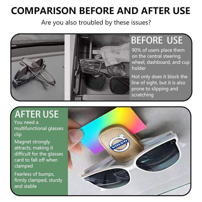 kdvns0 For Volvo Car Sunglasses Holder Sun Visor Glasses Clip Auto Accessories V40 V60 C30 C70 S60 S80 S90 XC40 XC60 XC70 XC90 T6