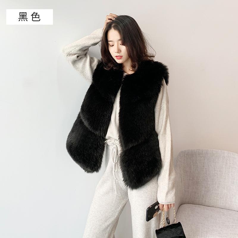 2024 осенне-зимняя одежда искусственный меховой жилет женский короткий вариант жилет искусственный мех лисы жилет сращивание куртка