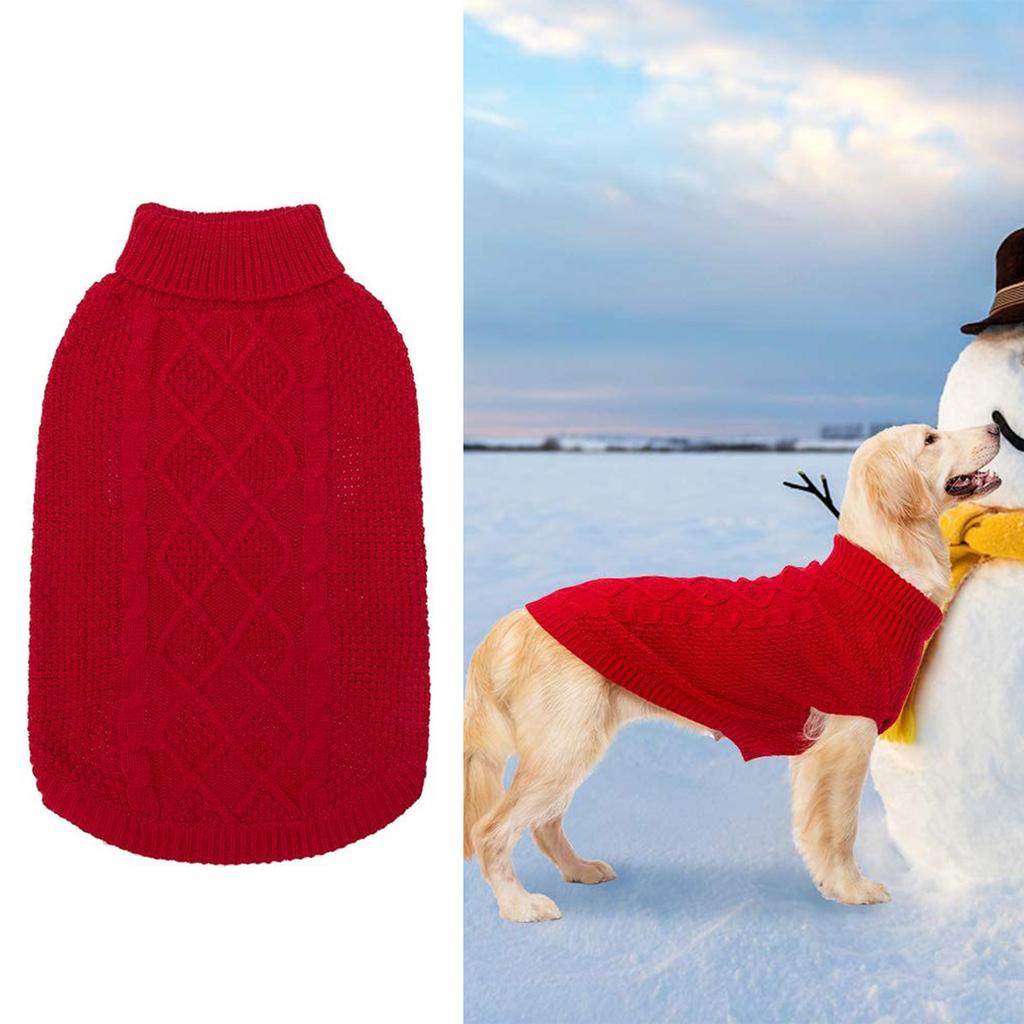 Вязаная одежда для собак Теплый свитер с высоким воротом для собак от маленьких до крупных размеров Пуловер для питомца для зимнего тепла Дизайн на 2 лапы