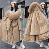 Women's Winter Jacket Hooded X-Long Thick Warm Cotton Padded Parkas Women Wool Liner Distachable Plus Size Jackets Coat