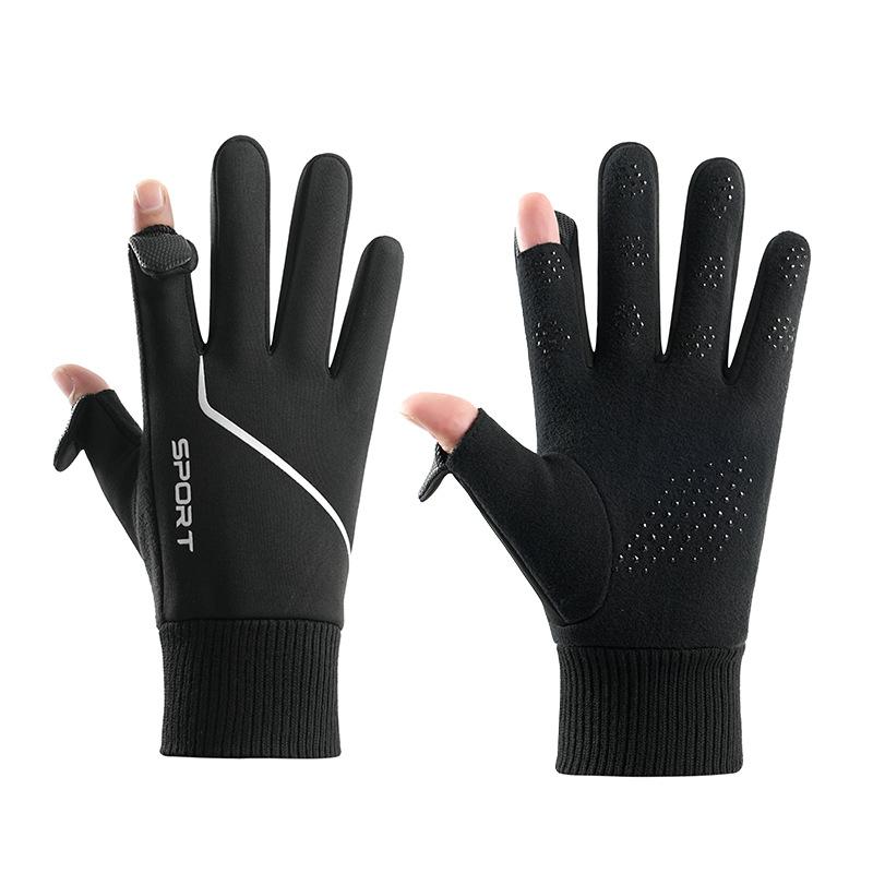 Бархатные водонепроницаемые перчатки с откидным верхом на весь палец для вождения на открытом воздухе, для доставки еды, для фитнеса и спорта, противоскользящие, износостойкие, ветрозащитные, для езды