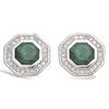 [L4656] - Silver 'Sissi' Earrings Green White (rhodium-plated) - 13x13 Mm