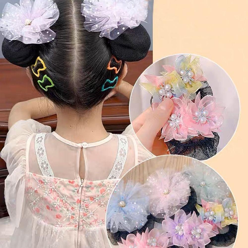 Mesh Snood Spring Clip Princess Sequin Hair Nets Kids Headwear Star Hair Nets Birthday Party