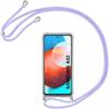 Protective Case - PROSHOP - for Samsung A52 5G - TPU - Ultra-transparent - Purple Lanyard