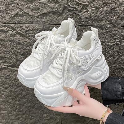 Мода 10 см Блестящие Хрустальные Женские Вулканизированные Туфли Новые 2025 Весна Кроссовки на Высокой Платформе Толстая Подошва Женские Повседневные Папины Кроссовки Обувь