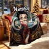 Custom Name Personalized Betty Boop Print Blanket, Home Decor, Bedroom, Sofa, Camping, Couch, Gifts for Birthday Christmas