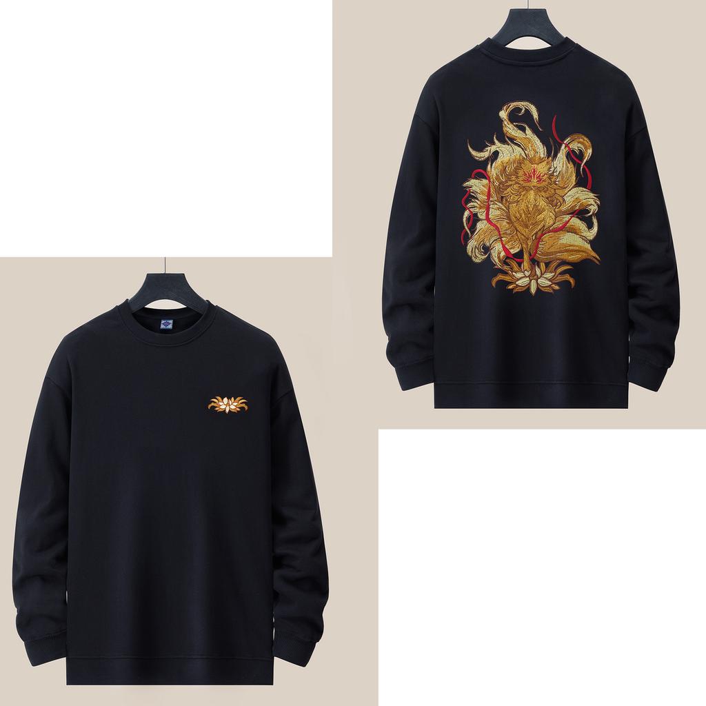 Осенне-зимняя мужская толстовка с круглым вырезом China-Chic, свободная, большого размера, модная, с длинным рукавом, женская, топ