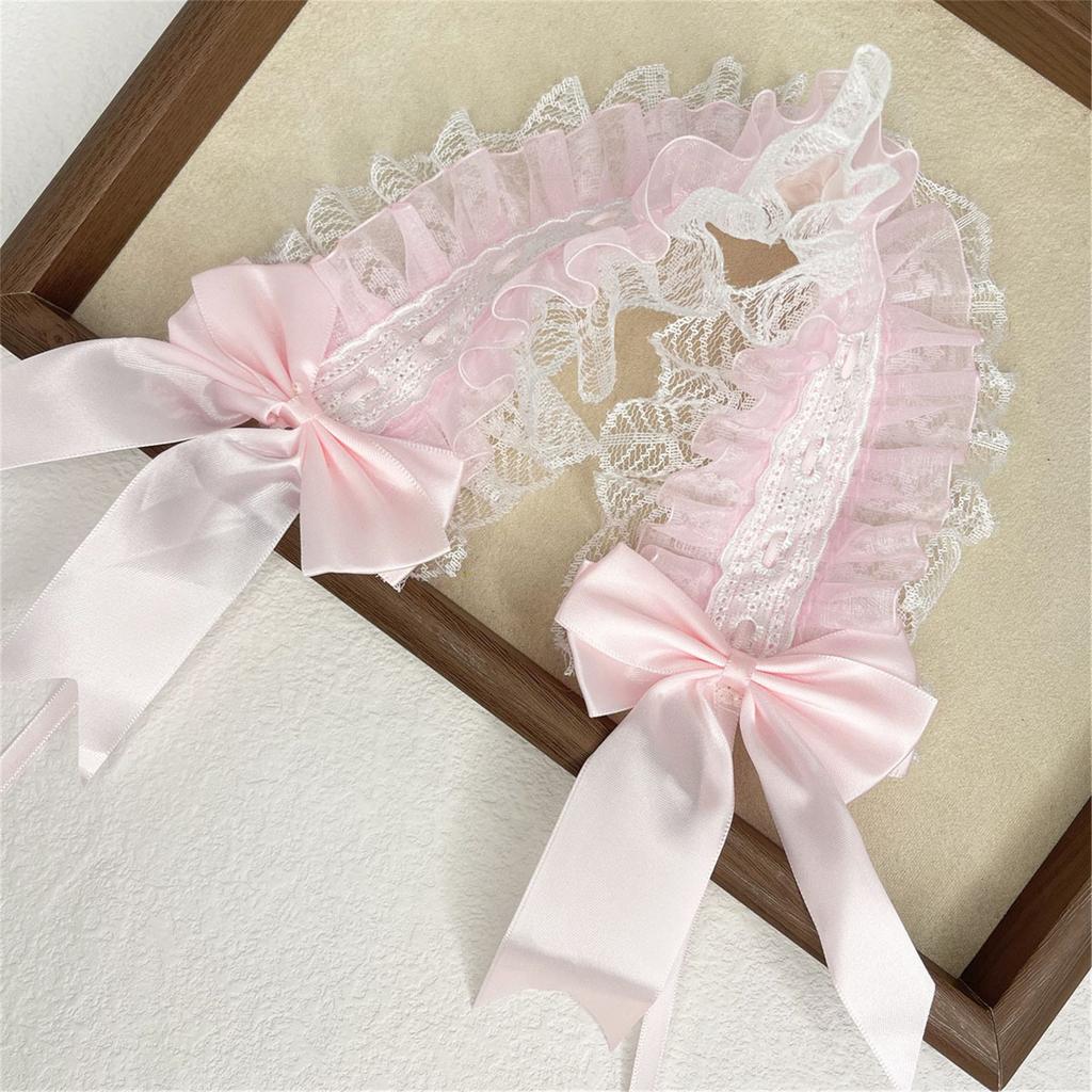 Subculture Lace Trim Hairband Anime Costume Hairband for Women Girl Party Headwrap Y2K Sweet Lace Bowknot Wide Headband
