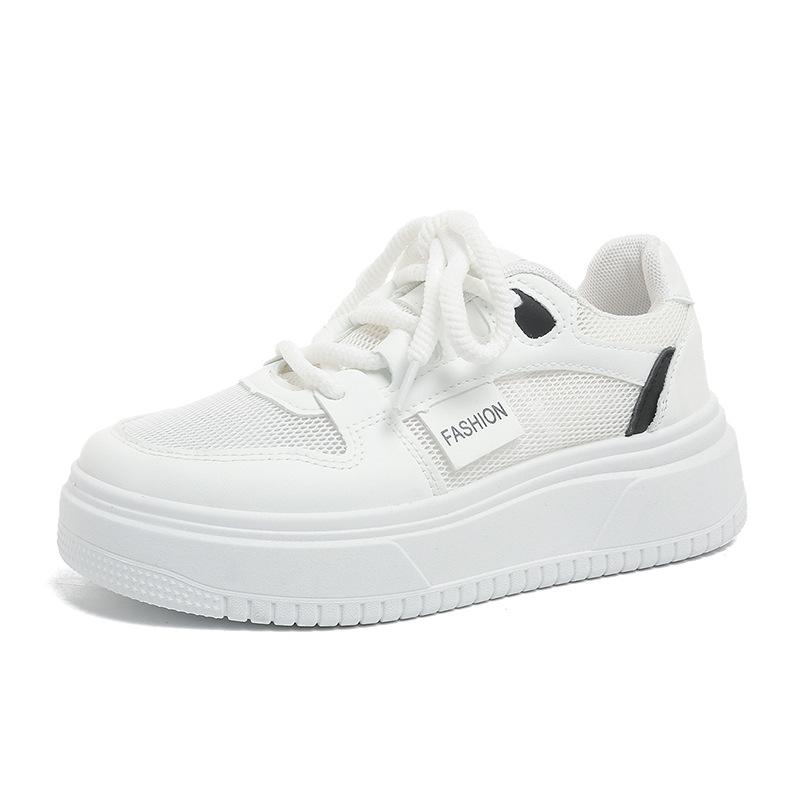 Популярные белые туфли на платформе женские летние 2025 года дышащие женские туфли спортивные универсальные туфли с увеличенным размером нишевая женская повседневная обувь