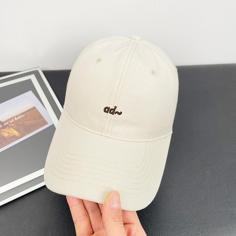 Solid color baseball cap for women, spring and summer embroidered soft-top sunshade cap, student outdoor versatile sun protection cap for men