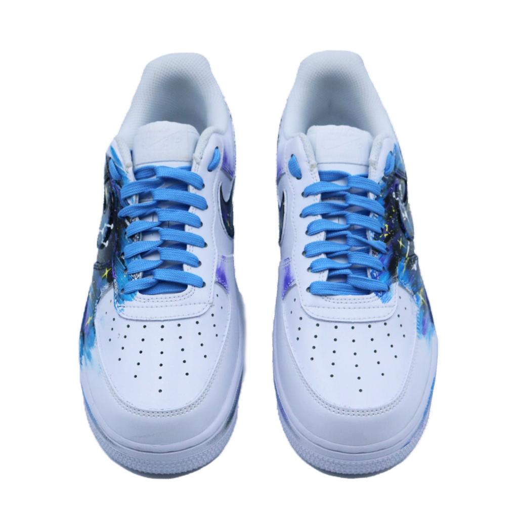 Nike Air Force 1 Блестящие Звезды Нескользящие Низкие Кеды для Скейтборда Унисекс Белый Синий CW2288-111(Команда779- )